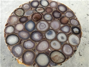 Luxury Purple Agate Stone Interior Polished Round Table