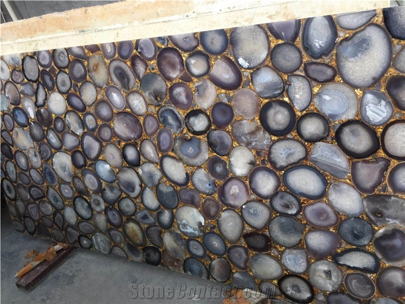 Luxury Purple Agate Stone Interior Polished Round Table