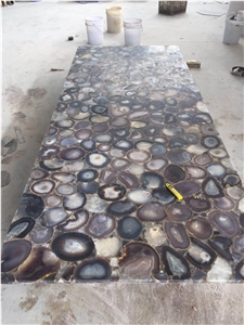 Luxury Purple Agate Stone Interior Polished Round Table
