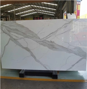 Nano Glass Stone Calacatta Gold Crystallized Marble Slab