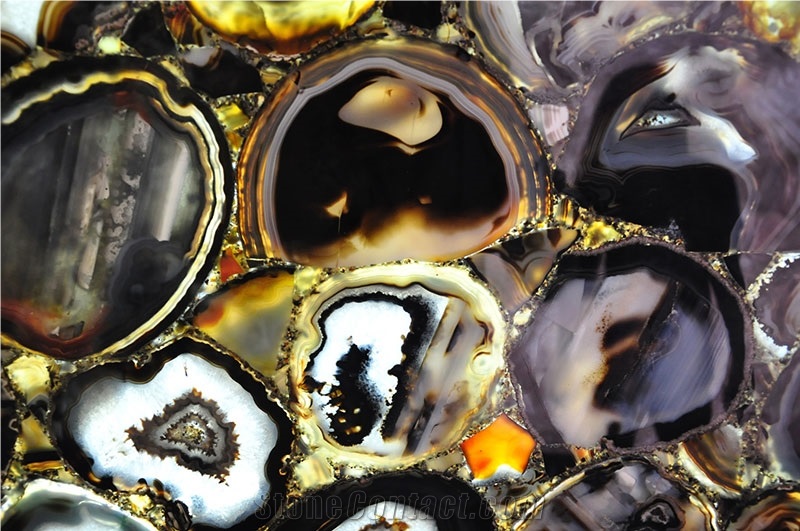 Petrified Brown Colorful Agate Stone Slab,Gemstone