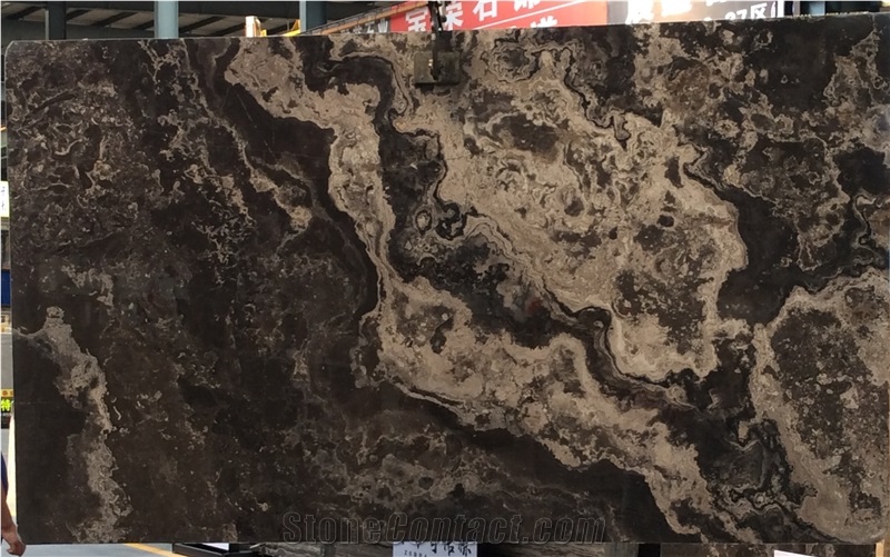 Roaming Dark Brown Tiny Marble Slab Cross-Cut,Garden Floor Pattern Tile