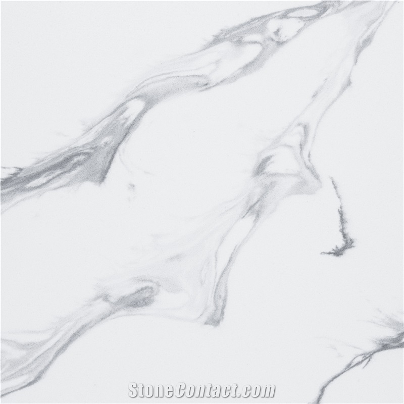 Solid Artificial Calacatta Marble Quartz Stone Dining Table, Stone Furniture
