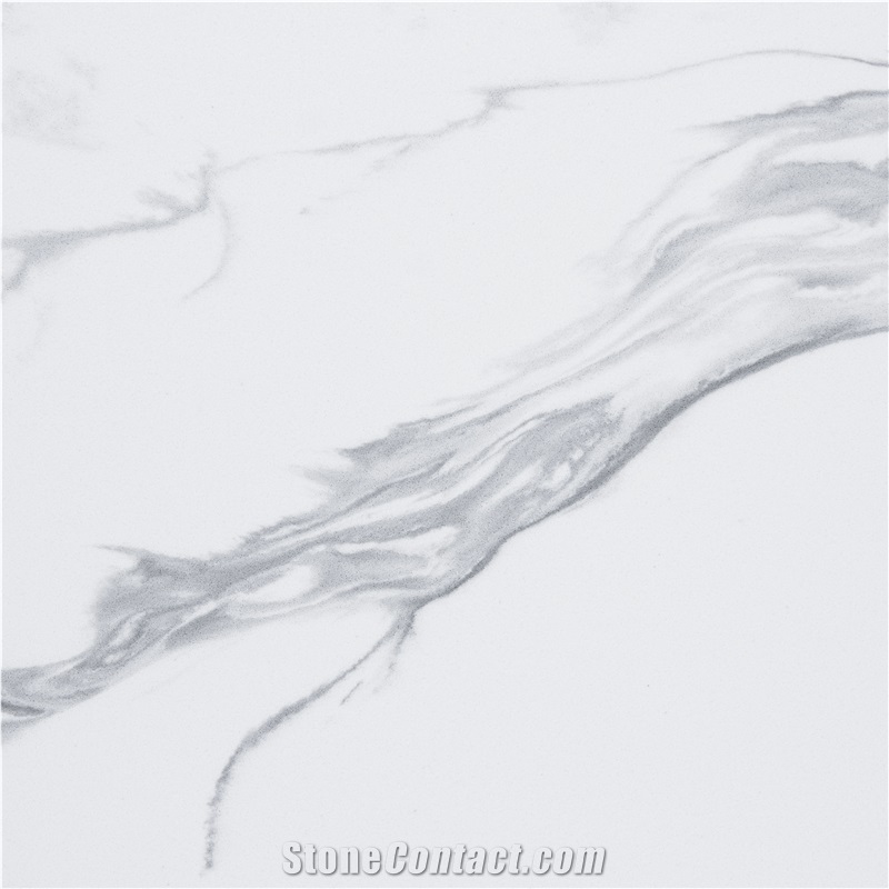Solid Artificial Calacatta White Marble Quartz Stone Slab