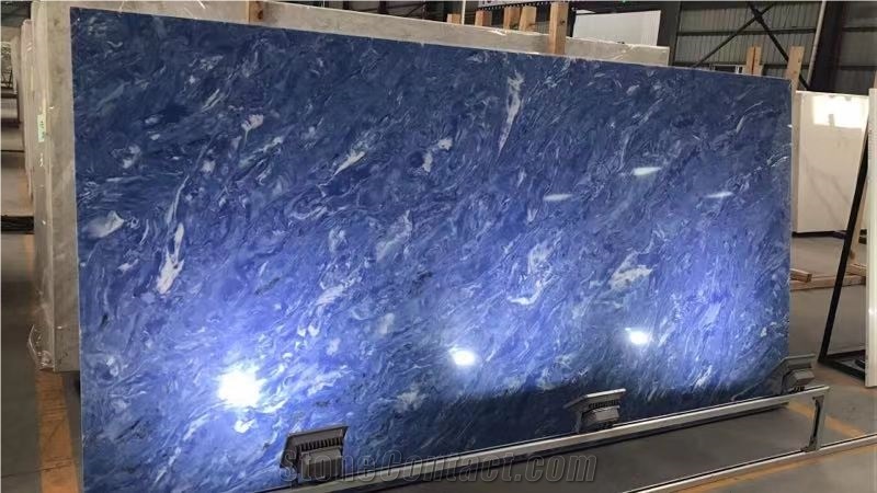 Solid Artificial Stone Sapphire Blue Slab