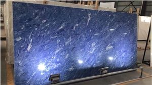 Solid Artificial Stone Sapphire Blue Slab Solid Artificial Stone Sapphire Blue Slab