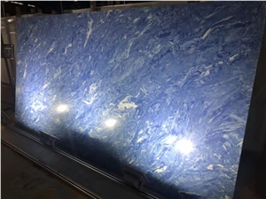 Solid Artificial Stone Sapphire Blue Slab