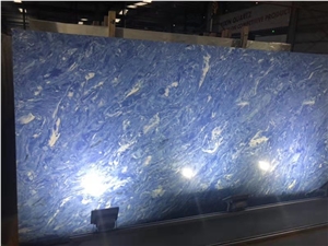 Solid Artificial Stone Sapphire Blue Slab