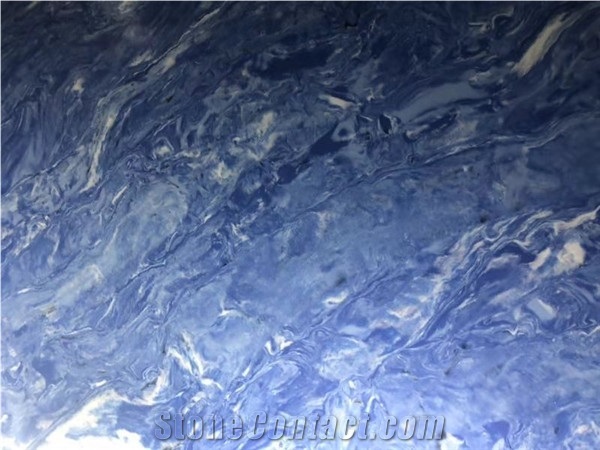 Solid Artificial Stone Sapphire Blue Slab