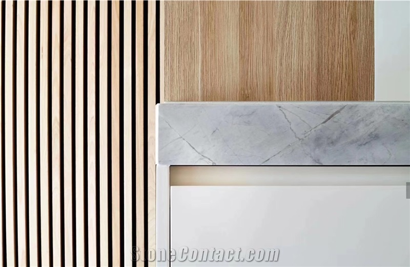 Statuario Silver Grey Marble Kitchen Island Top