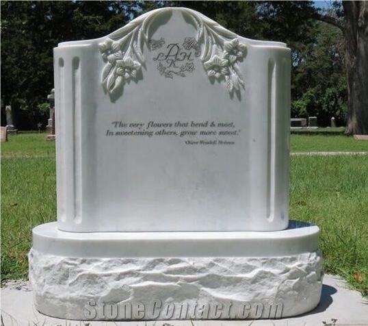 Thassos White Marble Engraved Tombstone /Gravestone