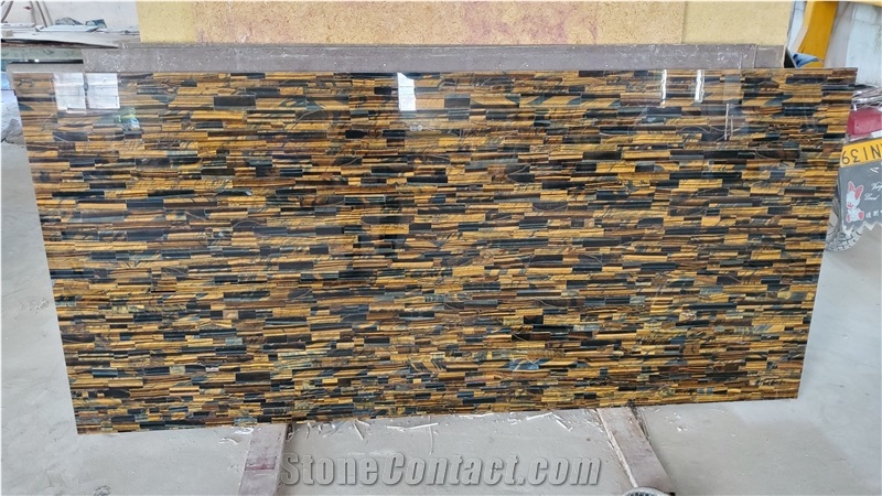 Tiger Eyes Yellow Gemstone Slabs,Luxury Agate Stone for Table Design
