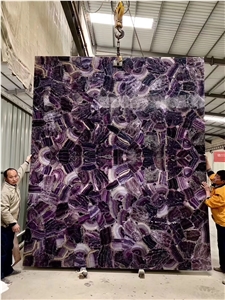 Translucent Amethyst Agate Stone Slab ,Backlit Gemstone