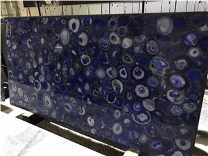 Translucent Backlit Blue Agatestone Slab Wall Decor