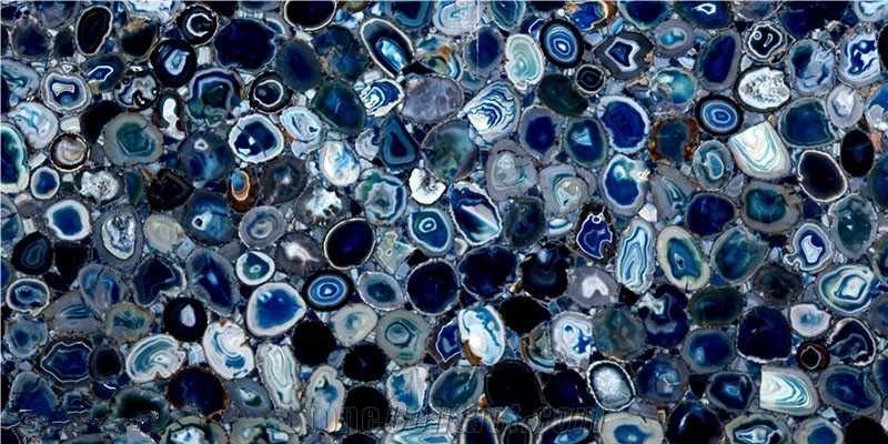 Translucent Backlit Blue Agatestone Slab Wall Decor