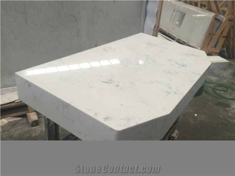 White Carrara Quartz Stone Commercial Bar Countertop