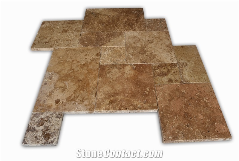 Mocha Travertine Versailles Pattern