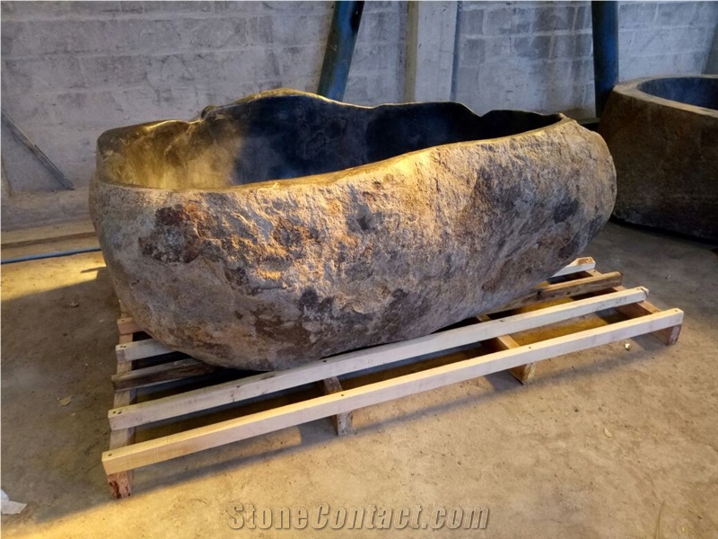 Bathub River Stone Thin Lip Stone Bathtub