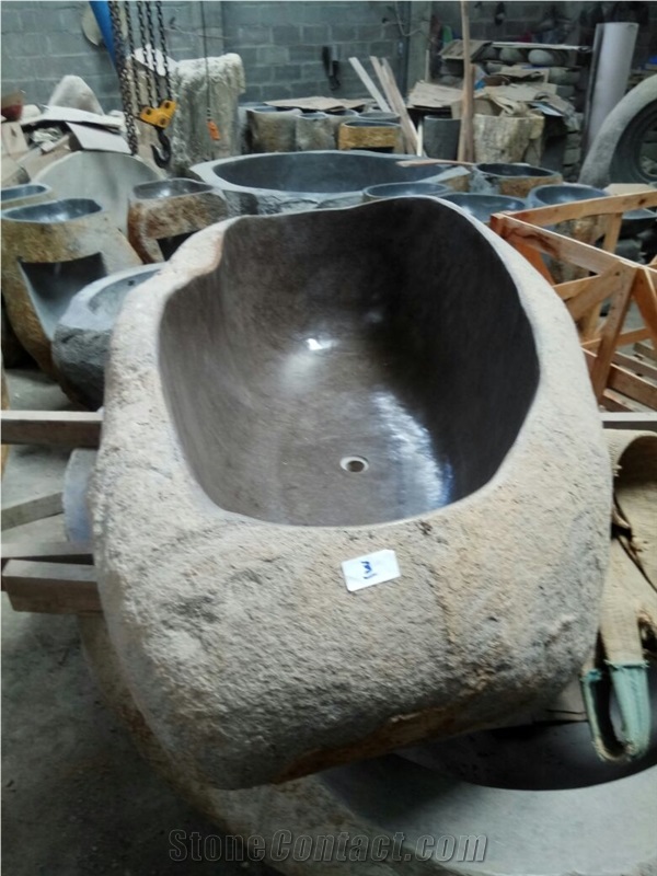 Bathub River Stone Thin Lip Stone Bathtub