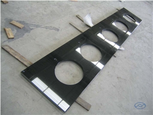 China Shanxi Absolute Black Grantie Vanity Top, Double Sinks