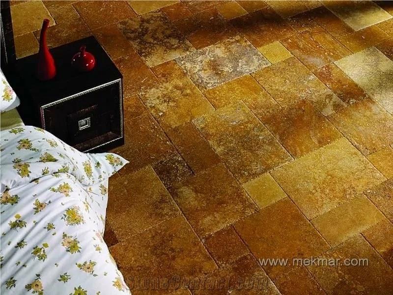 Meandros Gold Travertine Brushed Pattern Set from Atlanta Warehouse