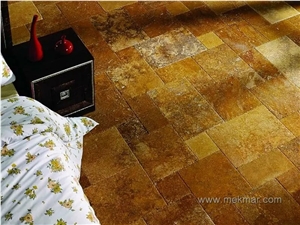 Meandros Gold Travertine Brushed Pattern Set from Atlanta Warehouse