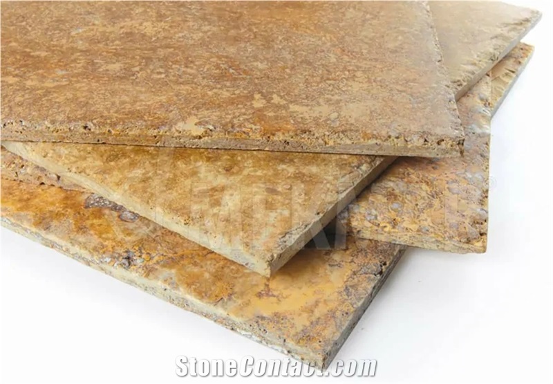 Meandros Gold Travertine Brushed Pattern Set from Atlanta Warehouse