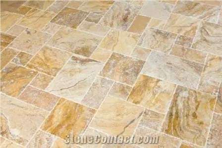Scabos Gold Travertine Brushed Finish French Pattern Set from Atlanta Warehouse