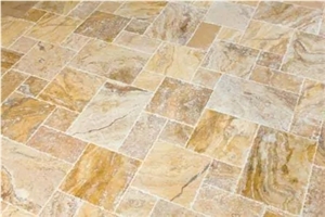 Scabos Gold Travertine Brushed Finish French Pattern Set from Atlanta Warehouse