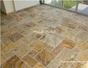 Scabos Gold Travertine Brushed Finish French Pattern Set from Atlanta Warehouse