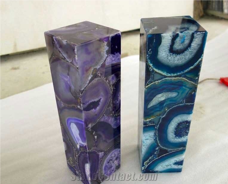 Blue Agate Semiprecious Stone Tiles