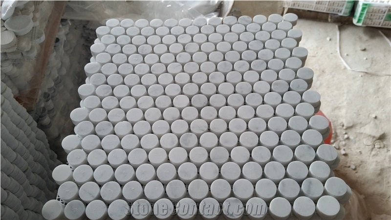 Carrara White Chinese Marble Mosaic Wall Cladding