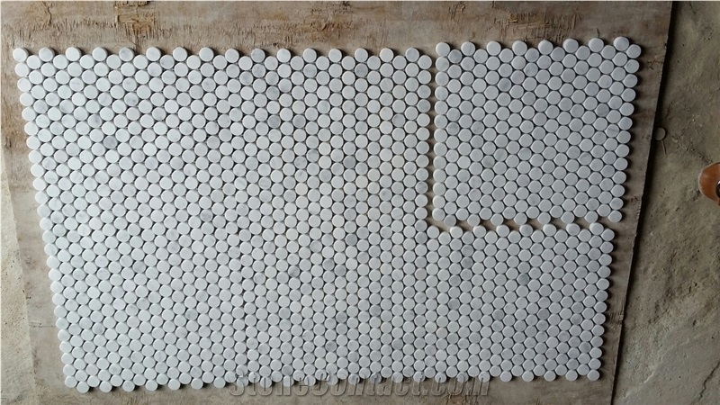 Carrara White Chinese Marble Mosaic Wall Cladding