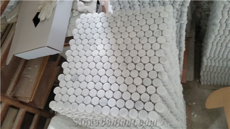 Carrara White Chinese Marble Mosaic Wall Cladding
