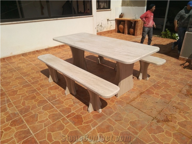 Natural Stone Table Set Exterior Furniture