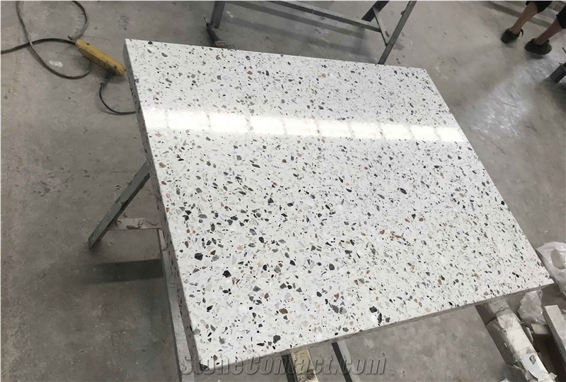 Artificial Terrazzo Grey/White Square Table Tops