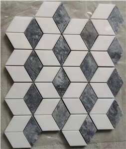 Bathroom Wall Floor White Marble Mosaic Tiles