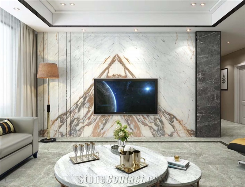 Calacatta Oro Gold Marble Slab Tile For Wall Floor