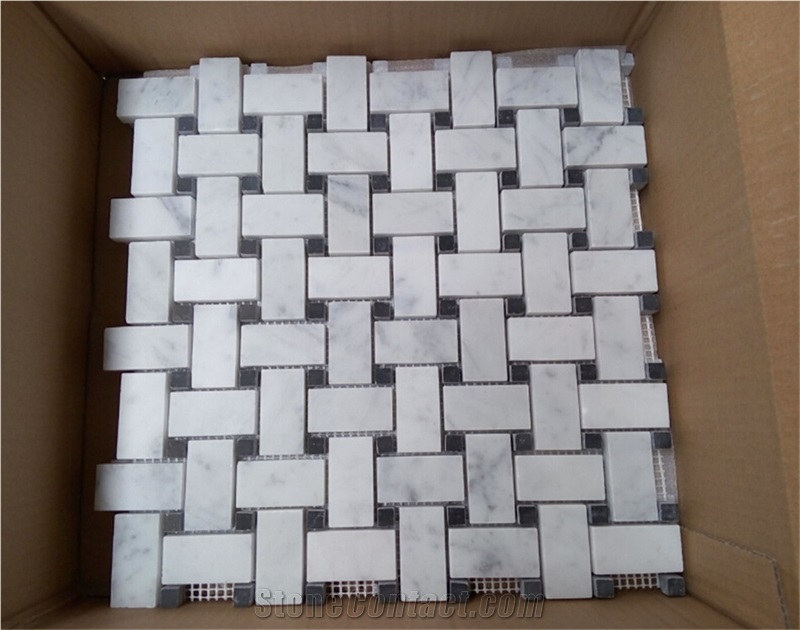 Carrara Marble Basketweave Mosaic Floor Wall Tiles