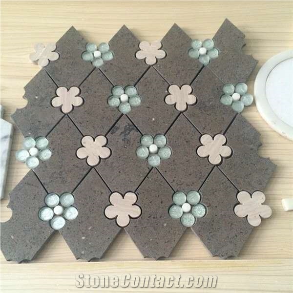 Good Sale Marble Flower Shaped Water Jet Mosaic