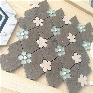 Good Sale Marble Flower Shaped Water Jet Mosaic
