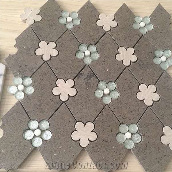 Good Sale Marble Flower Shaped Water Jet Mosaic