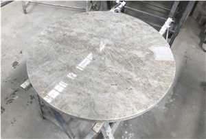 Grey Quartz Madreperola Dining Round Table Top