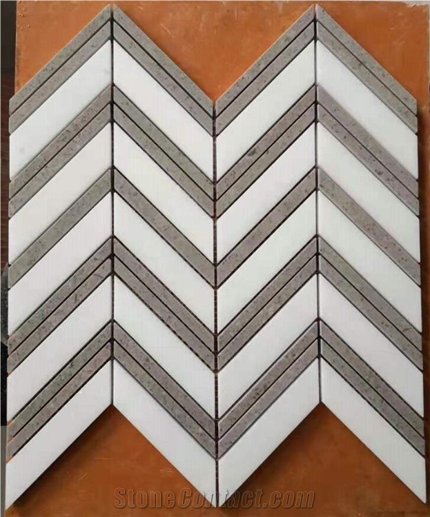 Herringbone Marble Mosaic for Kitchen Wall Tiles