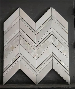 Marble Mosaic Tiles Herringbone Kitchen Backsplash