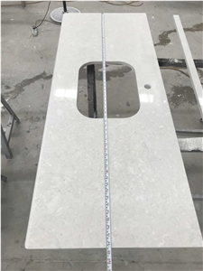White Man-Made Quartz Stone Bathroom Vanity Tops