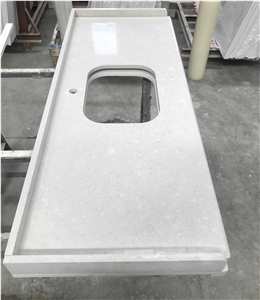 White Man-Made Quartz Stone Bathroom Vanity Tops
