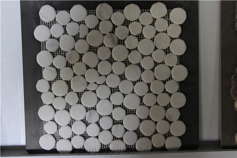 White Marble Bathroom Floor Wall Mosaic Tiles