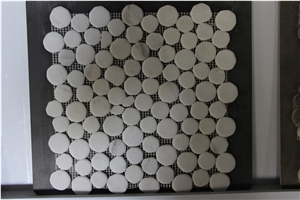 White Marble Bathroom Floor Wall Mosaic Tiles