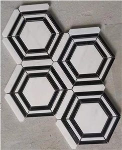 White Marble Hexagon Marble Mosaic Wall Floor Tile